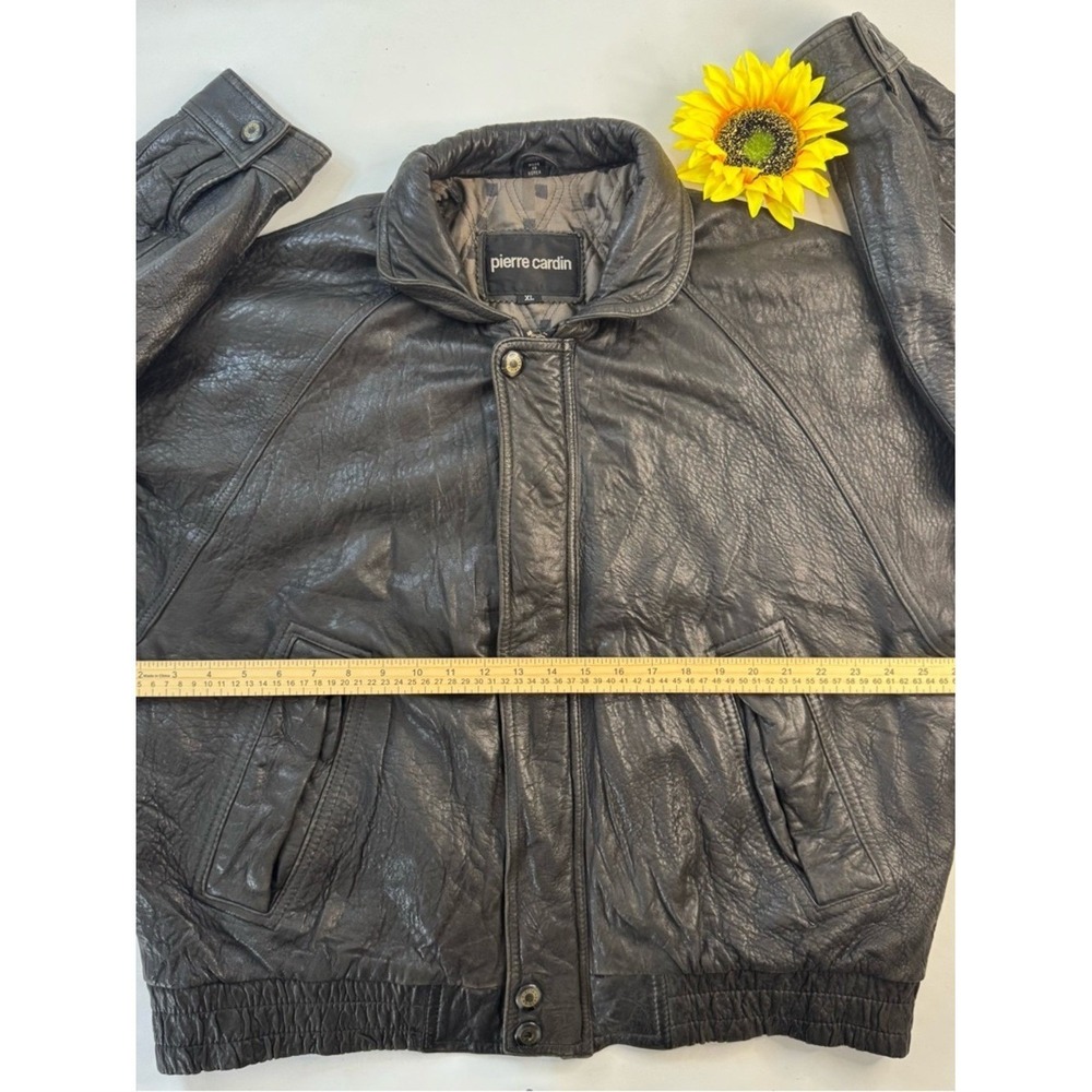 Pierre Cardin Leather Bomber Jacket XL Mens Black Excellent Vintage Quilted - Picture 11 of 16